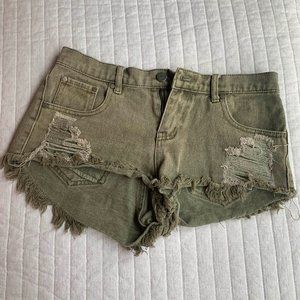 Olive Denim Shorts Size
